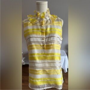 Kate Spade Silk Cori Lemon Yellow Striped Ruffle Blouse Sz. Sm